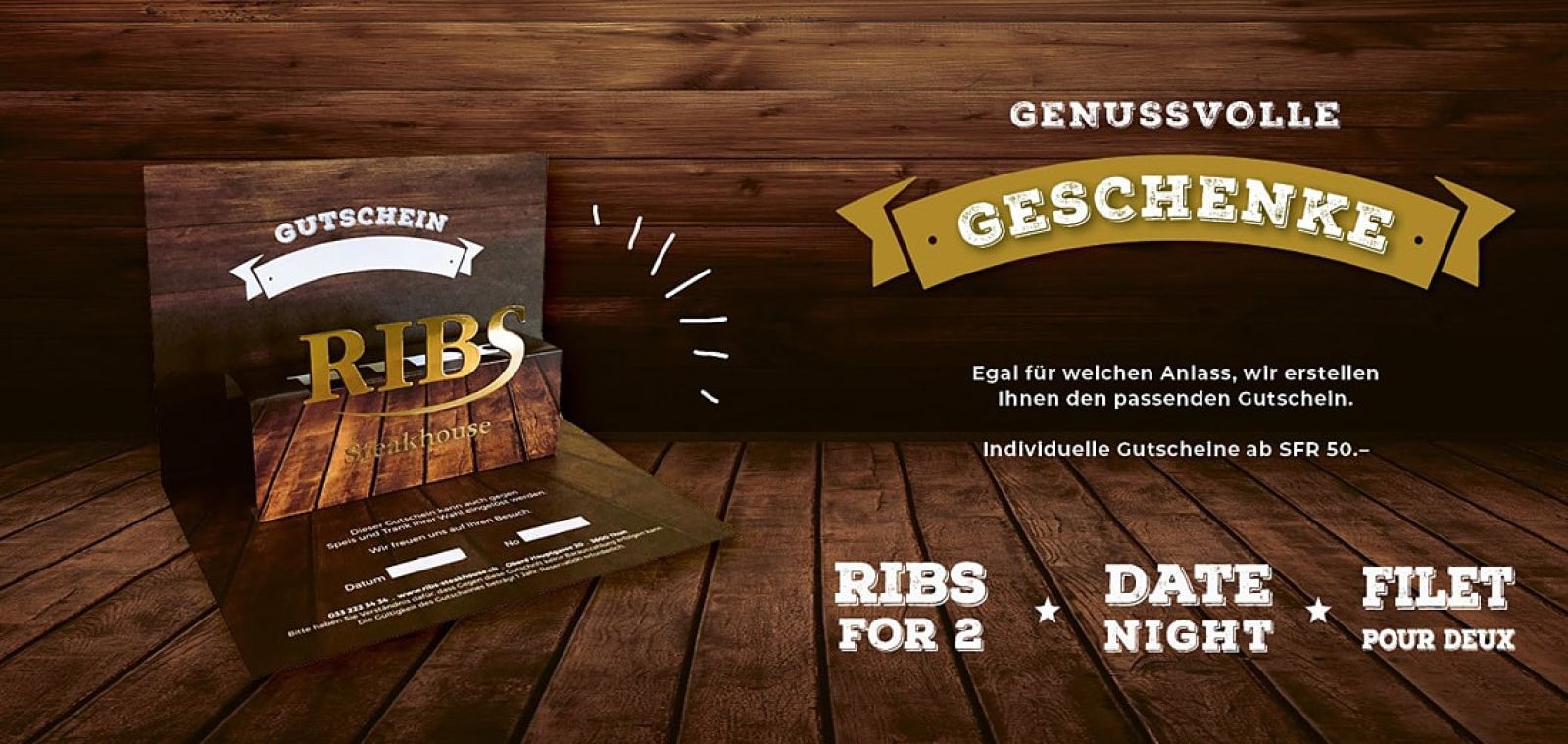 The gift idea - a voucher from RIBS Steakhouse Thun